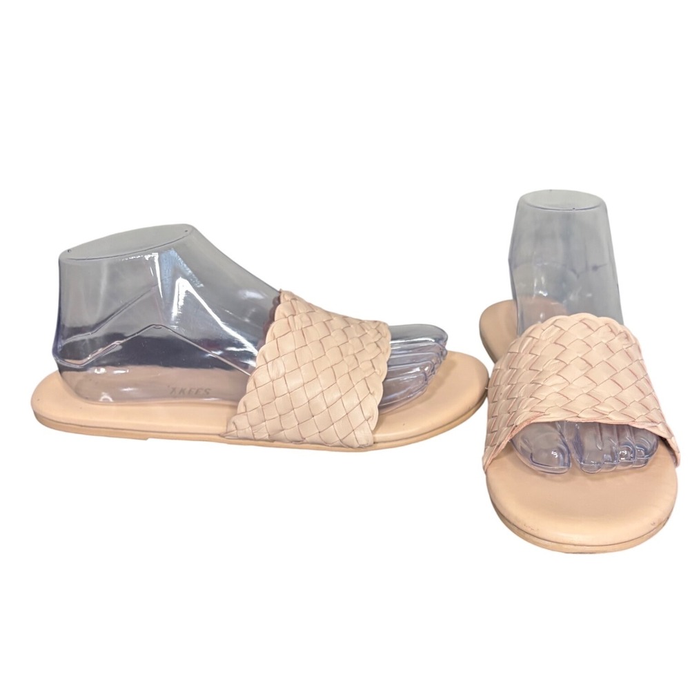 TKEES Nude Jo Slide Sandals Woven‎ Leather Flat Women's Size 9